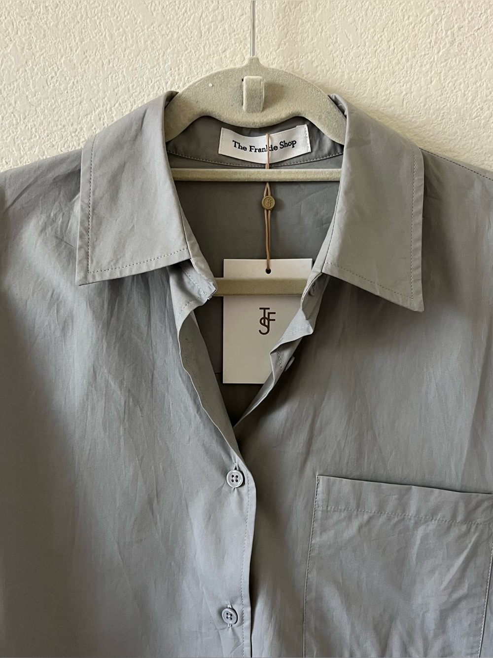 NWT Frankie Shop Liu Organic Cotton Shirt Ice Gray Oversized Minimalist Small - Picture 9 of 16